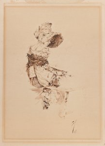 アーロンを待っている、1880（ボール紙に取り付けられた紙にペンとインク） 作： Robert Frederick Blum